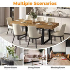 Zevemomo 63-78.7 Expandable Dining Table, 6-10 Rectangular Kitchen Table with Metal Track, Tapered U-Shaped Legs for Dining Room, Office-Brown