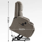 Power Lift Recliner Chair, Modern Single Motor Massage Sofa Chair with Lumbar Heating, USB Charging Port, Cup Holders
