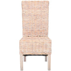 Set of 2 Natural Wicker Dining Chairs 19W x 22D x 41H, Boho Coastal Style