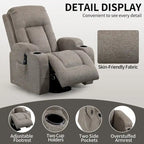 Power Lift Recliner Chair, Modern Single Motor Massage Sofa Chair with Lumbar Heating, USB Charging Port, Cup Holders