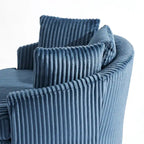 Fauteuil pivotant rond surdimensionné en velours côtelé avec accoudoirs encastrés 43 W