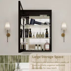 Bathroom Medicine Cabinet with LED Mirror, Surface or Recessed Mount, Dimmable Light, Anti-Fog, Adjustable Shelving