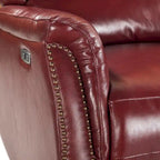 Genuine Leather Power Recliner with USB Port – Wingback Nailhead Set of 2