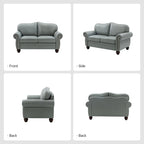 Transitional Genuine Leather Sofa With Tufted Back