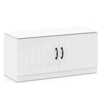 2-Door Shoe Bench wirh Adjustable Shelves Hidden Storage Space Natural + White/Whi5te