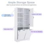 Bathroom Storage Cabinet with Doors and Drawers Tilt-Out Laundry Hamper Multiple Storage Space Freestanding Style