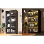 Display Storage Cabinet,Display Cabinet with Tempered Glass Doors, Showcase with 4-Tier Storage Shelves