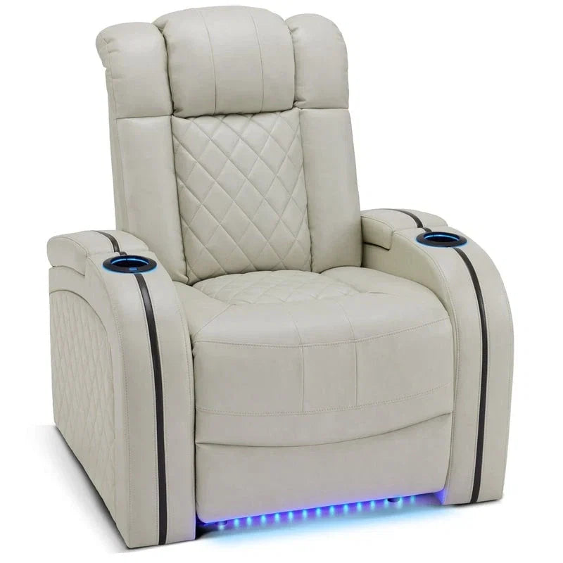 MCombo Power Recliner Chair with Adjustable Headrest, Dual Motor Home Theater Seating with USB Port, Breathable Leather HTS411