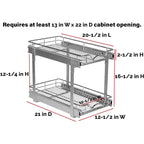 Pull Out Cabinet Organizer 2 Tier  Heavy Duty Metal with Lifetime Limited Warranty - Anti Rust Chrome Finish