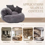 Bean Bag Sofa for Adults Kids, Oversized Corduroy Bean Bag Chair with 3 Pillows & Armrest for Living Room Bedroom