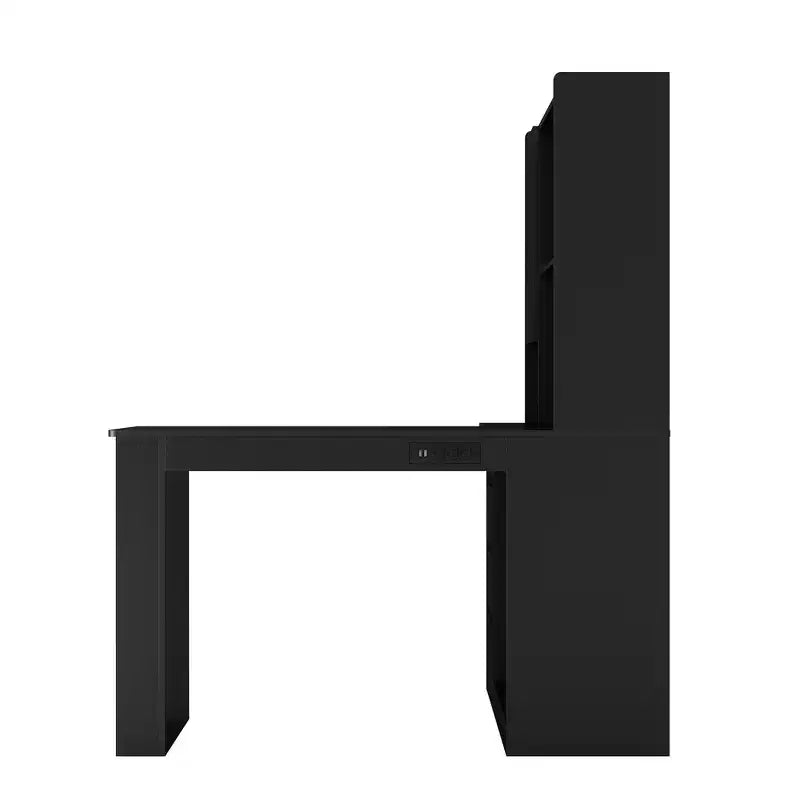 46-Inch L-Shaped Corner Desk with Bookshelf and Drawers