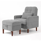 Fauteuil de salon moderne UIXE avec pouf de rangement et dossier réglable