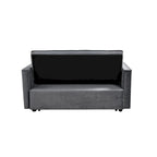 Causeuse moderne en velours avec dossier inclinable et poches, 2 places – Gris foncé / Gris clair / Bleu / Noir