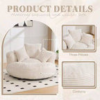 Bean Bag Sofa for Adults Kids, Oversized Corduroy Bean Bag Chair with 3 Pillows & Armrest for Living Room Bedroom