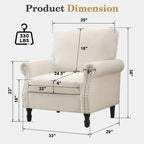 Modern Upholstered Armchair Nailhead Trim Accent Chair with Wood Legs