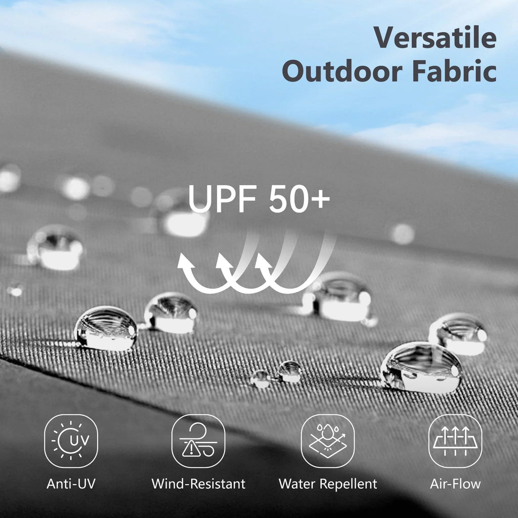 MAISON ARTS 15-foot Rectangular Crank Double-sided Outdoor Market Umbrella Solar LED Lighted Patio Umbrella with Base Included