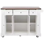 Kitchen Cart with Tempered Glass Doors, Side Racks, Power Outlet, and Drop Leaf