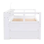 Whisen Twin XL Daybed in Legno con 2 Letti Estraibili, 3 Vani portaoggetti, 1 Luce Gratuita e USB per la Ricarica