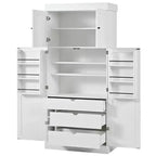 77H Freestanding Kitchen Pantry, Farmhouse Storage Cabinet with Adjustable Shelves, Door Shelves, Drawers & Wine Racks - ModernLuxe