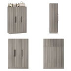 Wardrobe Armoire Wooden Closet Cabinet 6 Storage Cube and Hanging Rod