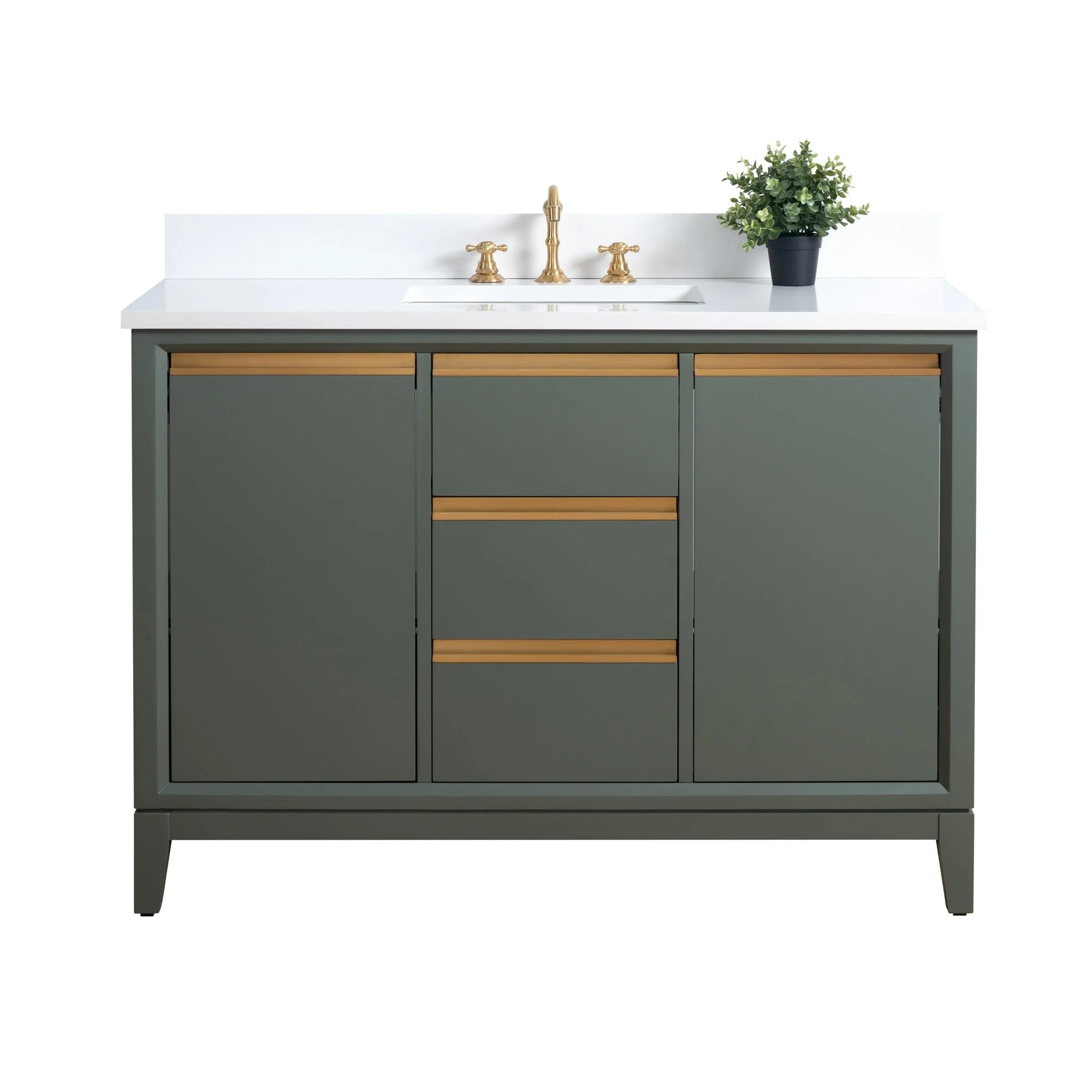 Vanity Art Bathroom Vanity with Ceramic Sink and Engineered Marble Top
