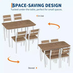 5 Piece Metal Frame Kitchen Table and Chair Set, with Chamfer Design
