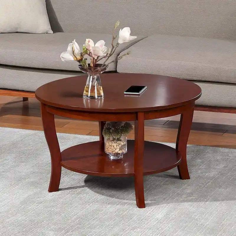 Round Coffee Table with Shelf