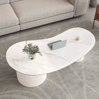 Minimalist Standard White Oval Coffee Table with 2 Drawers