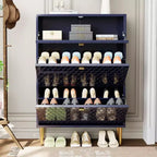 CLIHOME 24 Pair Entryway Shoe Storage Organizer Cabinet Flip Drawers Closet Shoe Rack Shelf Organizer