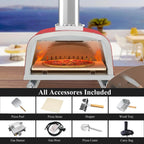 Multi-Fuel Outdoor Pizza Oven Stonebaked Pizza Maker with Gas Burner & Wood Box - 12 inch