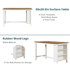 Homy Casa 5-Piece Counter-Height Dining Table and Chairs Set with Storage Shelves, White and Walnut  Modern Farmhouse Style