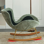 Fauteuil à bascule ergonomique rembourré en velours moderne pour chambre de bébé