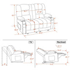 MCombo Power Reclining Loveseat Sofa with Heat and Massage, Fabric PR648