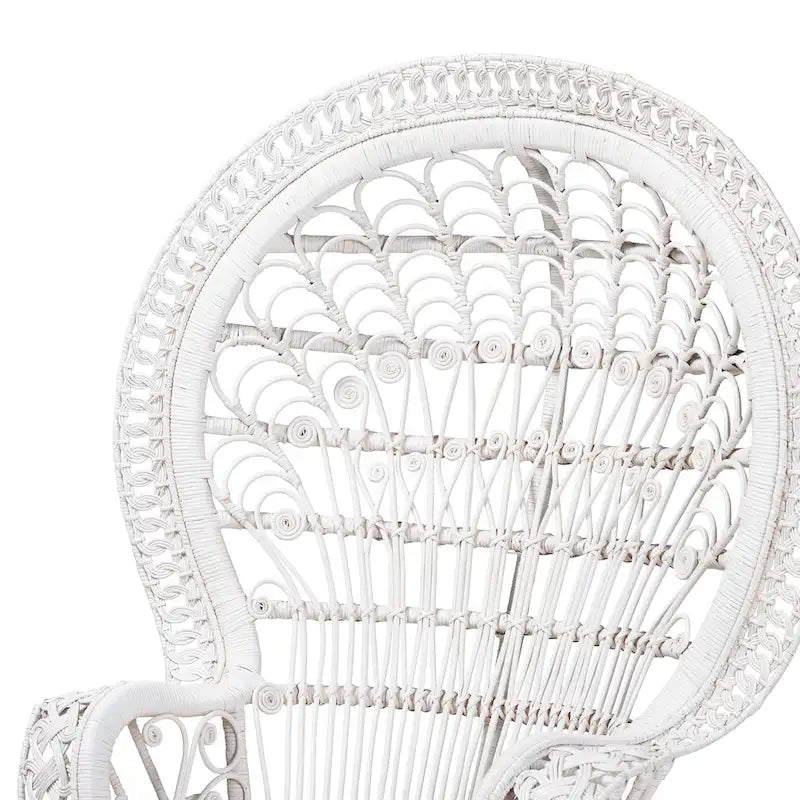 Modern Bohemian White Natural Rattan Peacock Chair