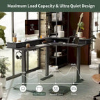 L-Shaped Electric Standing Desk with 3 Drawers & Lockable Casters, 63