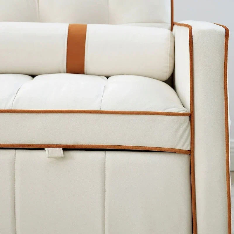 Velvet Multi-Functional Pull-Out Sofa Bed Adjustable Reclining Backrest With Pillows - N/A