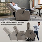 Power Lift Recliner Chair, Modern Single Motor Massage Sofa Chair with Lumbar Heating, USB Charging Port, Cup Holders