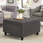 Large Square Storage Ottoman with Wooden Legs