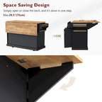 54  Large Kitchen Island with Rubber Wood Drop Leaf, Embossed Texture Rolling Kitchen Cart on 4 Wheels with 4 Doors & 3 Drawers