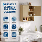 Bathroom Wall Cabinet - Medicine Cabinet with Barn Doors & Adjustable Shelf - 25x23.6x9 Inch Wall Cabinet