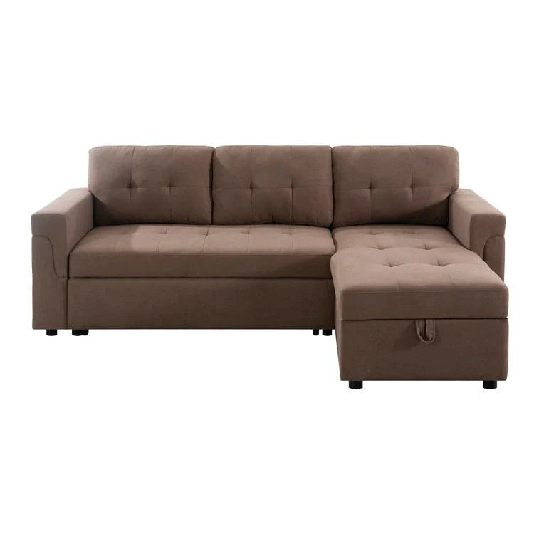 Reversible Sectional Sofa with Pull-Out Sleeper Bed, Hidden Storage Chaise, Durable Legs,