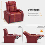 MCombo Power Recliner Chair with Adjustable Headrest, Dual Motor Home Theater Seating with USB Port, Breathable Leather HTS411