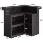 Lantine L-Shaped Home Bar Unit, 4-Tier Corner Liquor Bar Table with Storage Shelves and Wine Glasses Holder for Home Pub