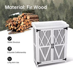 Outdoor Storage Cabinet, Potting Bench - Waterproof Wooden Garden Work Station with Galvanized Tabletop, Adjustable Shelves for Backyard/Patio/Lawn