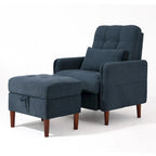 Fauteuil de salon moderne UIXE avec pouf de rangement et dossier réglable