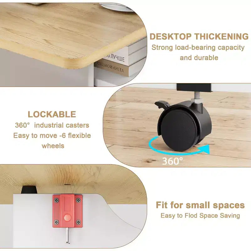 Folding Dining Table for Kitchen, Space Saving Dining Table, Extendable Kitchen Drop Leaf Table with 6 Wheels for Small Space