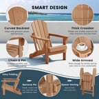Polytrends Laguna Fade Resistant All Weather Outdoor Patio Folding Adirondack Chair