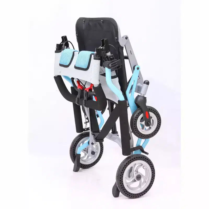 Ultra Lightweight Elderly Transport Wheelchair Portable Lightweight Folding Transport Chair, with Locking Handbrake, Removable Flip Armrests