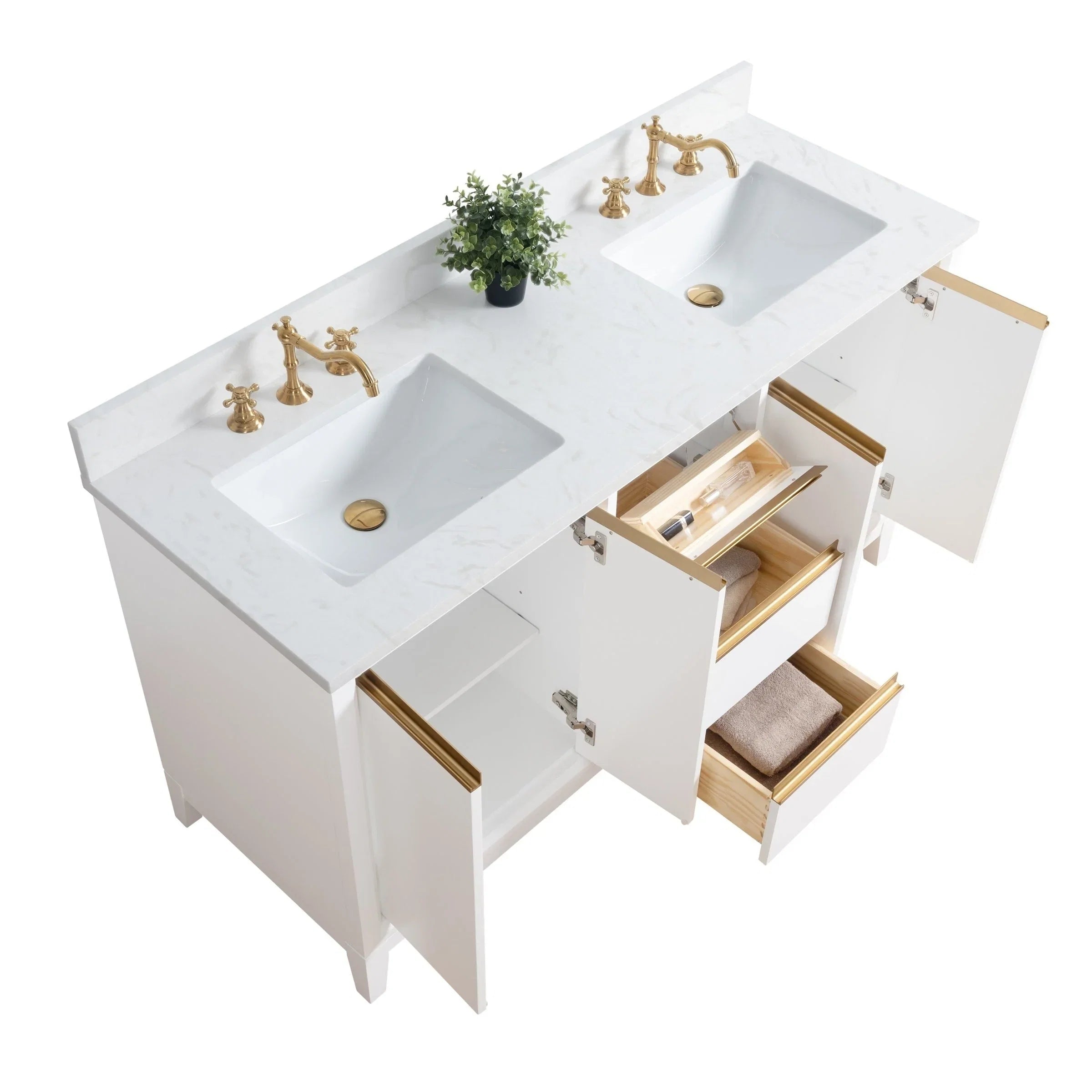 Vanity Art Bathroom Vanity with Ceramic Sink and Engineered Marble Top