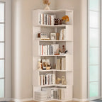 Étagère d'angle en bois manufacturé à 6 tablettes
